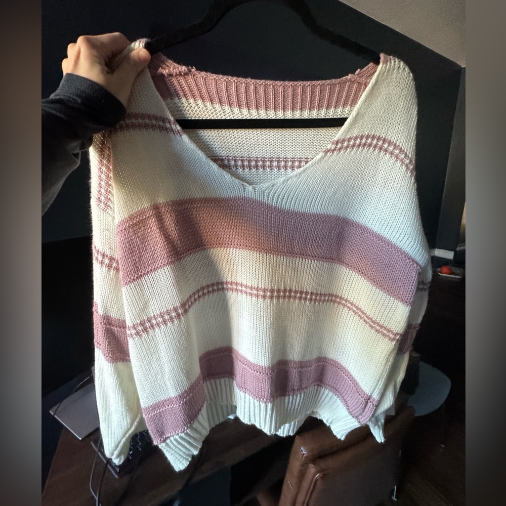 Pink and white sweater
